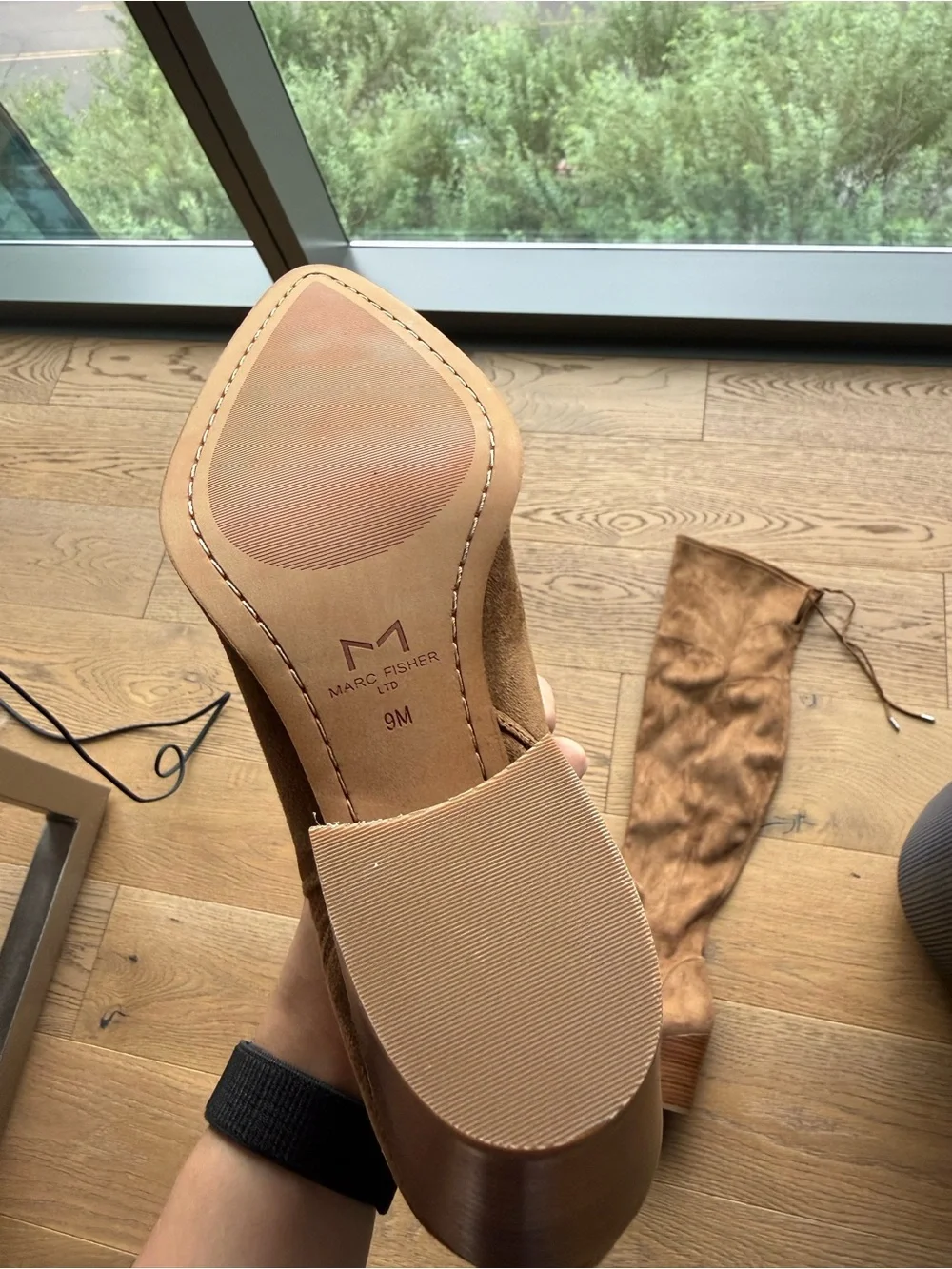 Brand New Marc Fisher Tan Suede Over-the-Knee Block Heel Boots